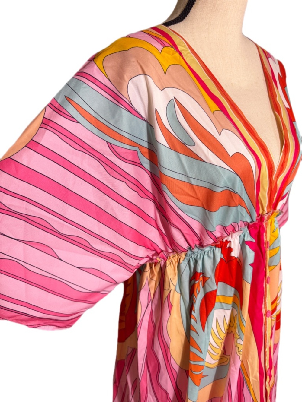 Luxedress Vibrant Pink Multicolor Maxi Kimono Dress PRICE DROP ⭐️ - Picture 5 of 6